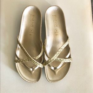 Italian shoe makers gold sandals. Brand new 9.5
